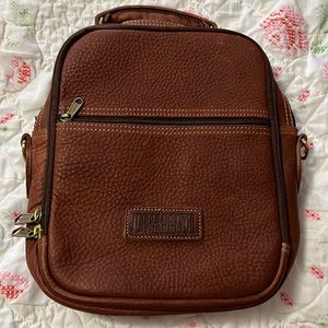PEBBLED LEATHER DARK BROWN MESSENGER BAG IN NEW CONDITION!